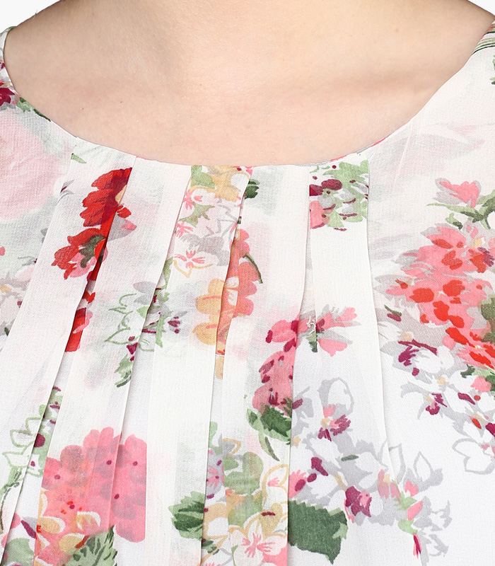 Women Off White Printed Blouson Top